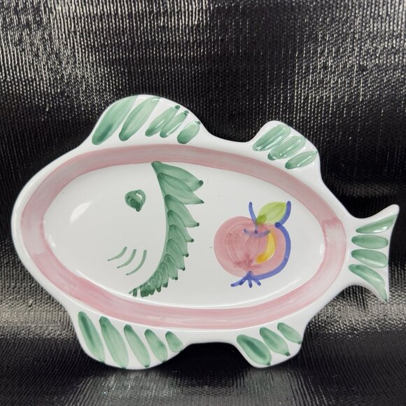 Vintage Italian Caleca Pottery Fish Shaped Dish Plate Container Hand Painted VTG - Picture 6 of 11